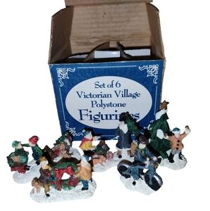 Victorian Village Polystone Figurines Set - Multicolor